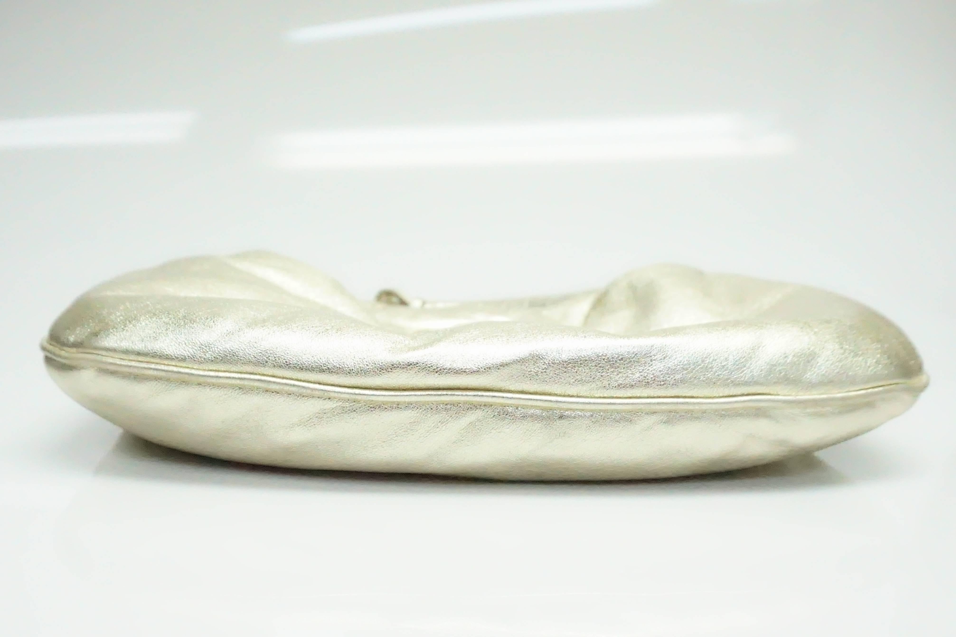Miu Miu Gold Puffy Soft Leather Handbag In Excellent Condition In West Palm Beach, FL