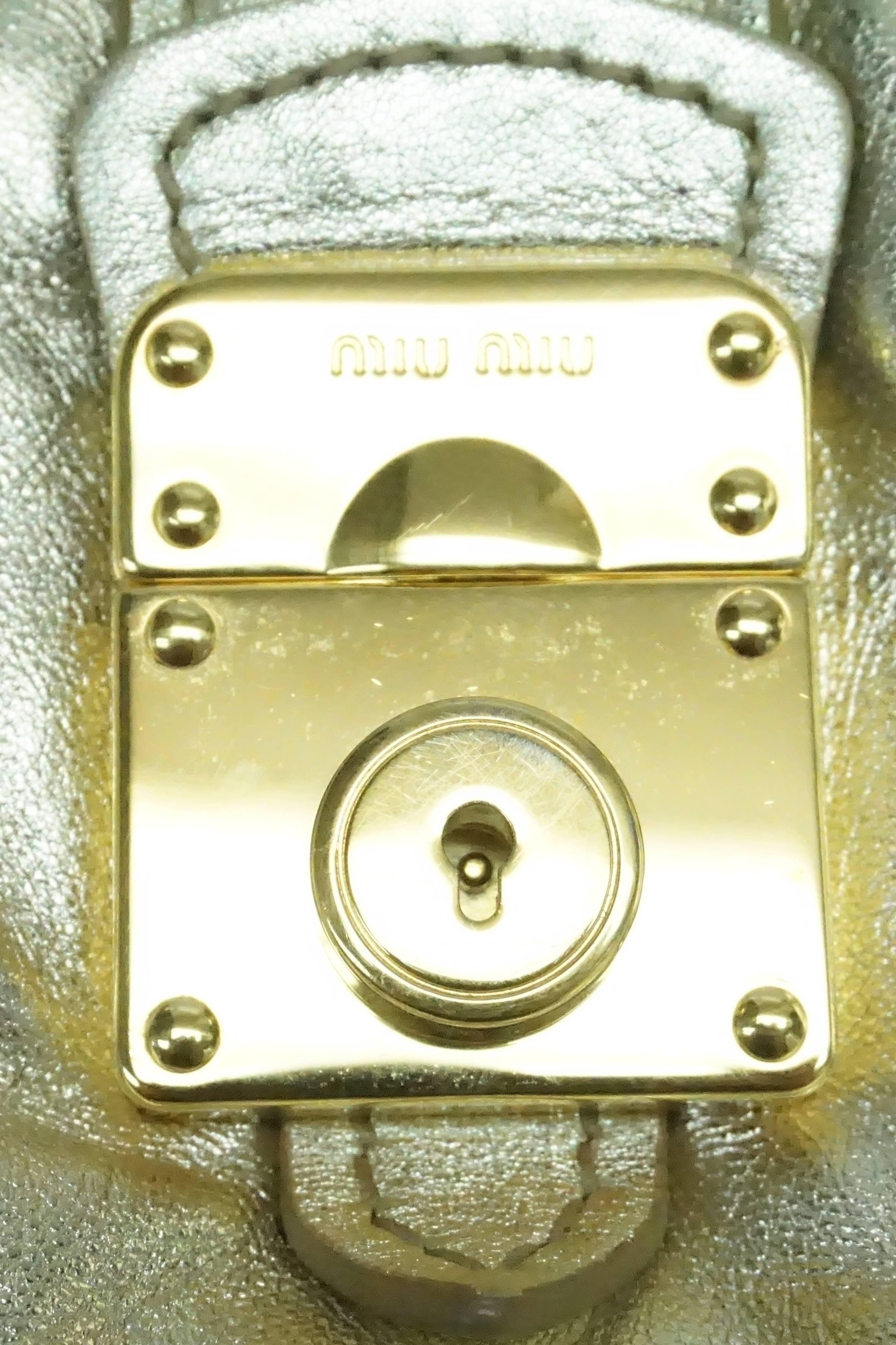 Miu Miu Gold Puffy Soft Leather Handbag 2