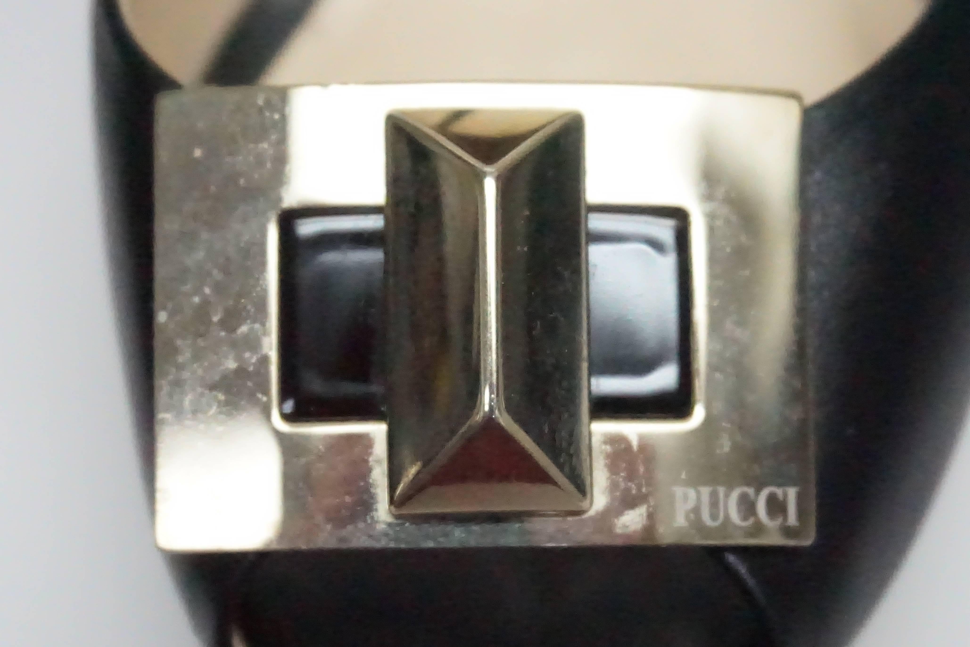 Emilio Pucci Peep Toe Black Shoe w/ Silver Embellishment  - 39 2