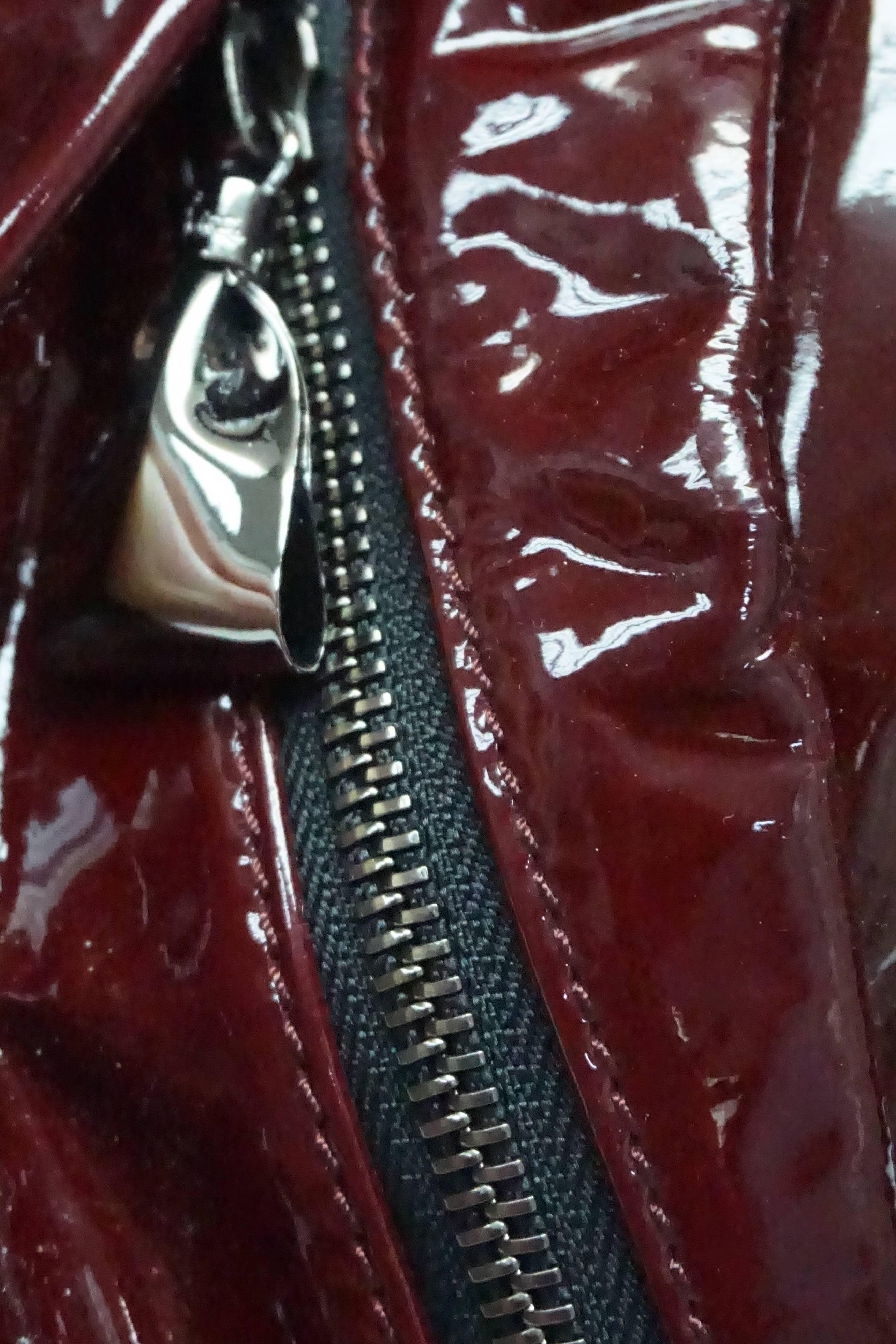 Christian Louboutin Burgundy Patent Leather Handbag In Excellent Condition In West Palm Beach, FL
