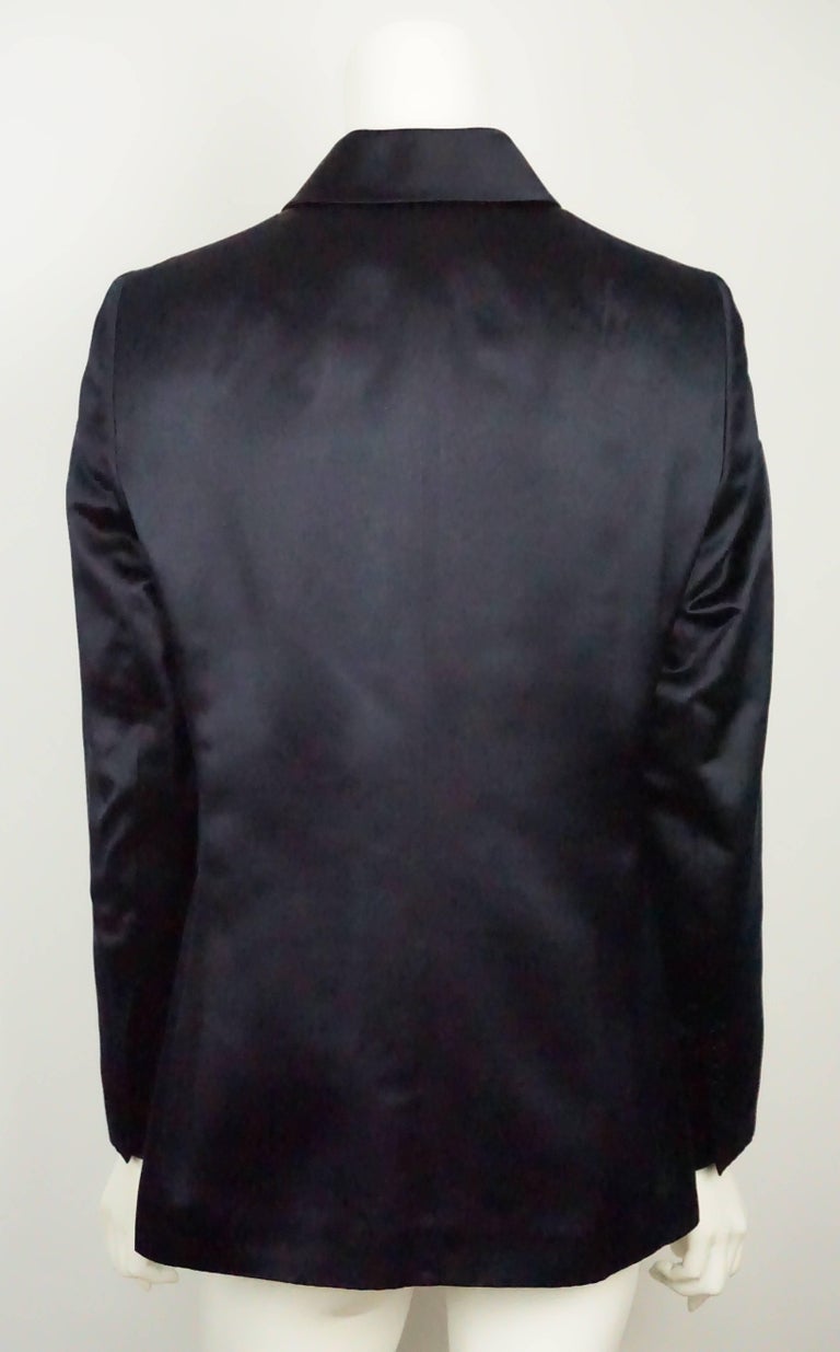 Akris Navy Satin Tuxedo Style Jacket - 10 For Sale at 1stDibs