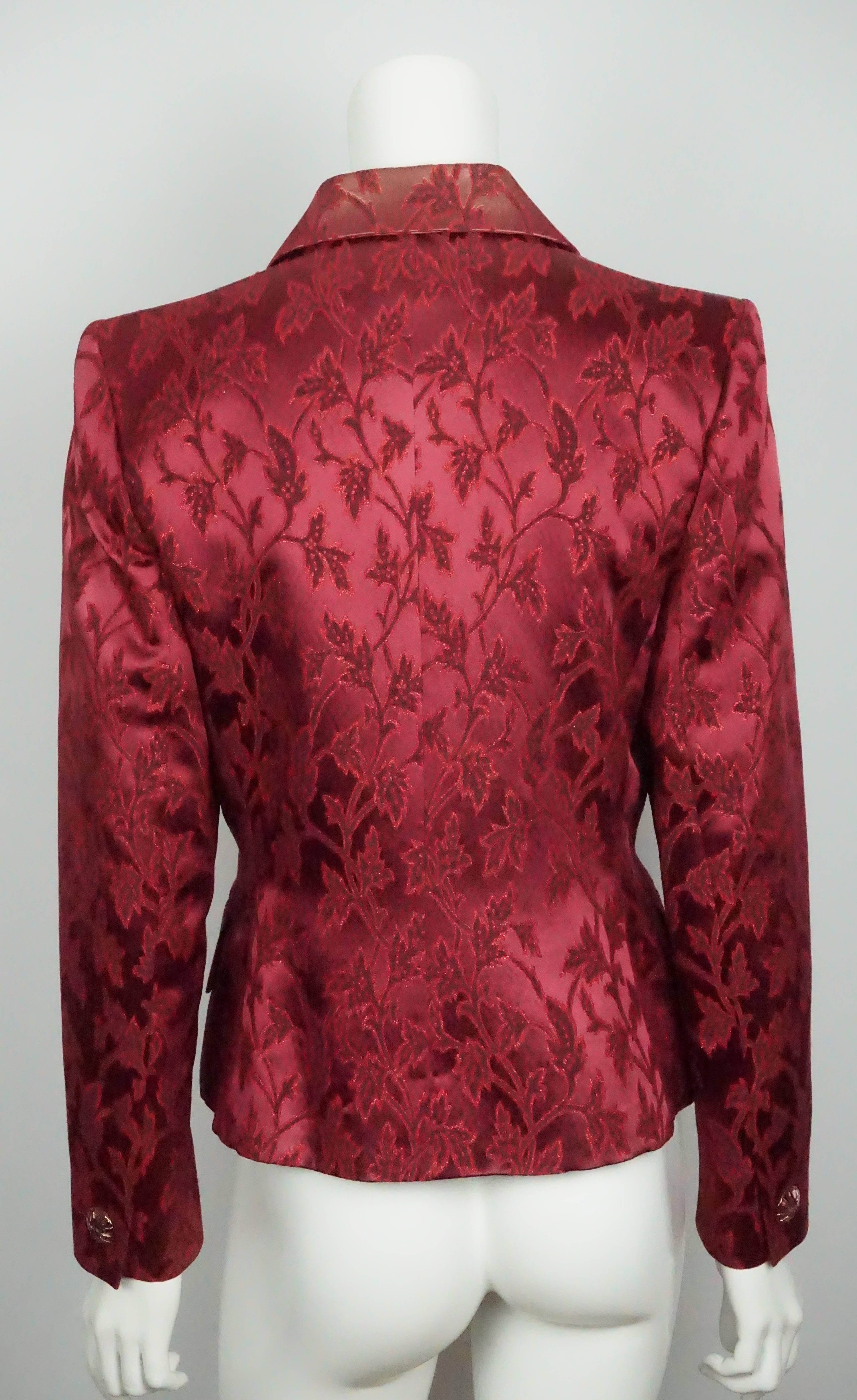 Yves Saint Laurent Red Brocade Jacket with Enamel Buttons For Sale at ...