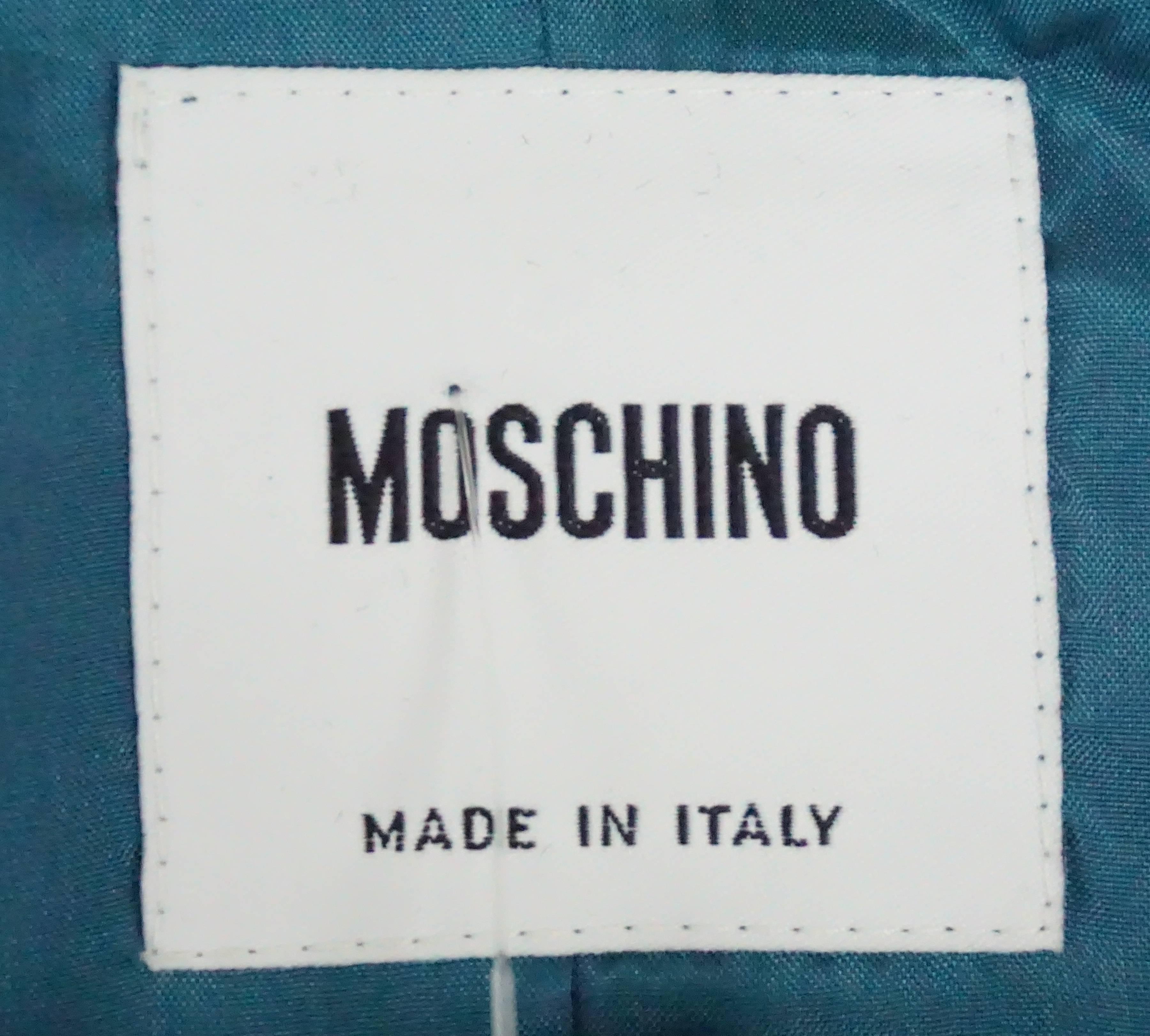 Moschino Teal Velvet w/ Gold Bead Trim Jacket - 8 1