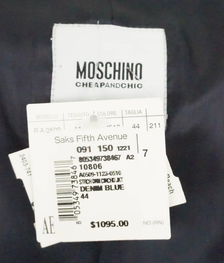 Moschino C&C Denim Jacket w/ Grey Trim and Pearl Buttons w/ Belt - 44 ...