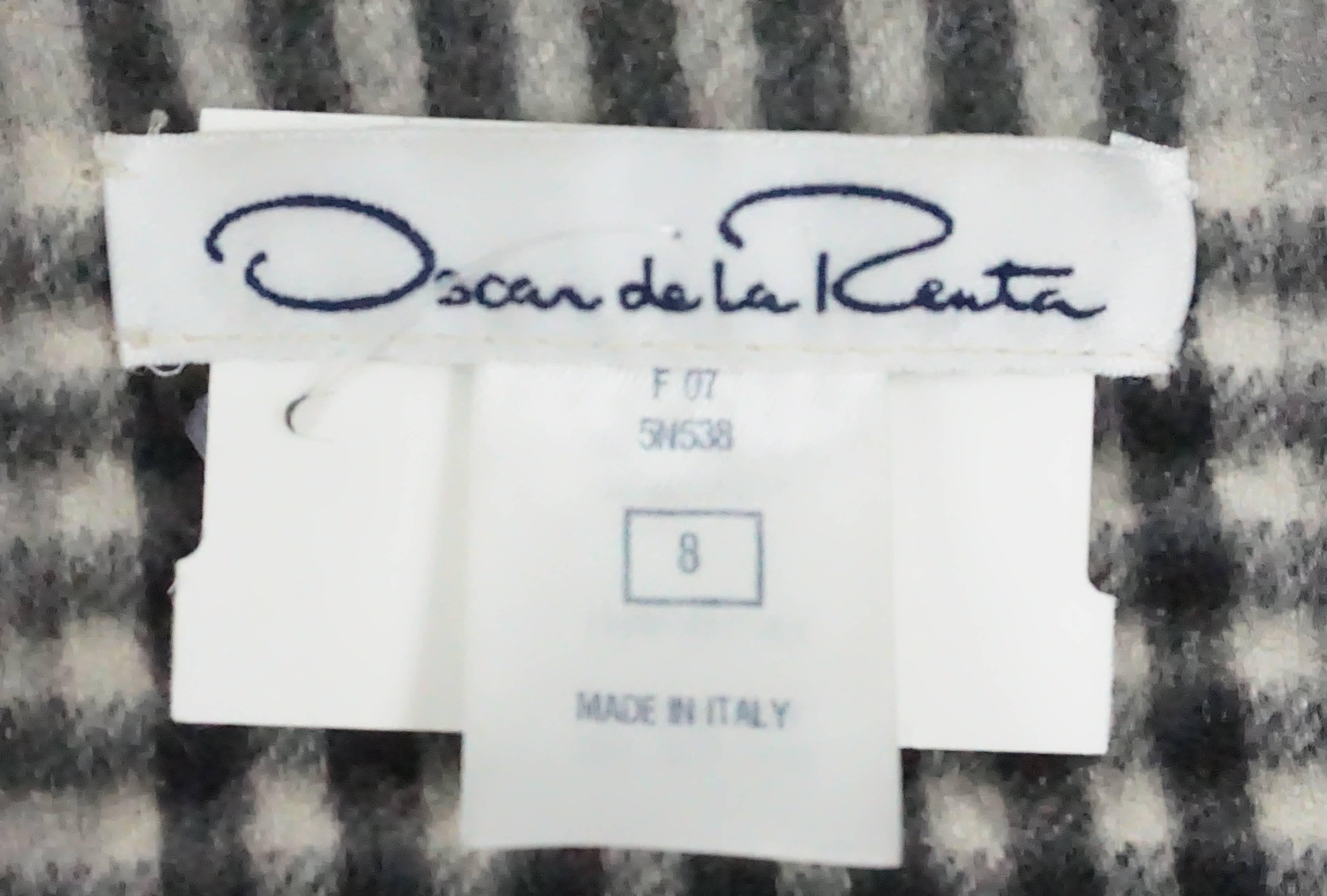Oscar De La Renta Grey Window Pane Double Face Camel and Persian Wool Jacket - 8 For Sale 3