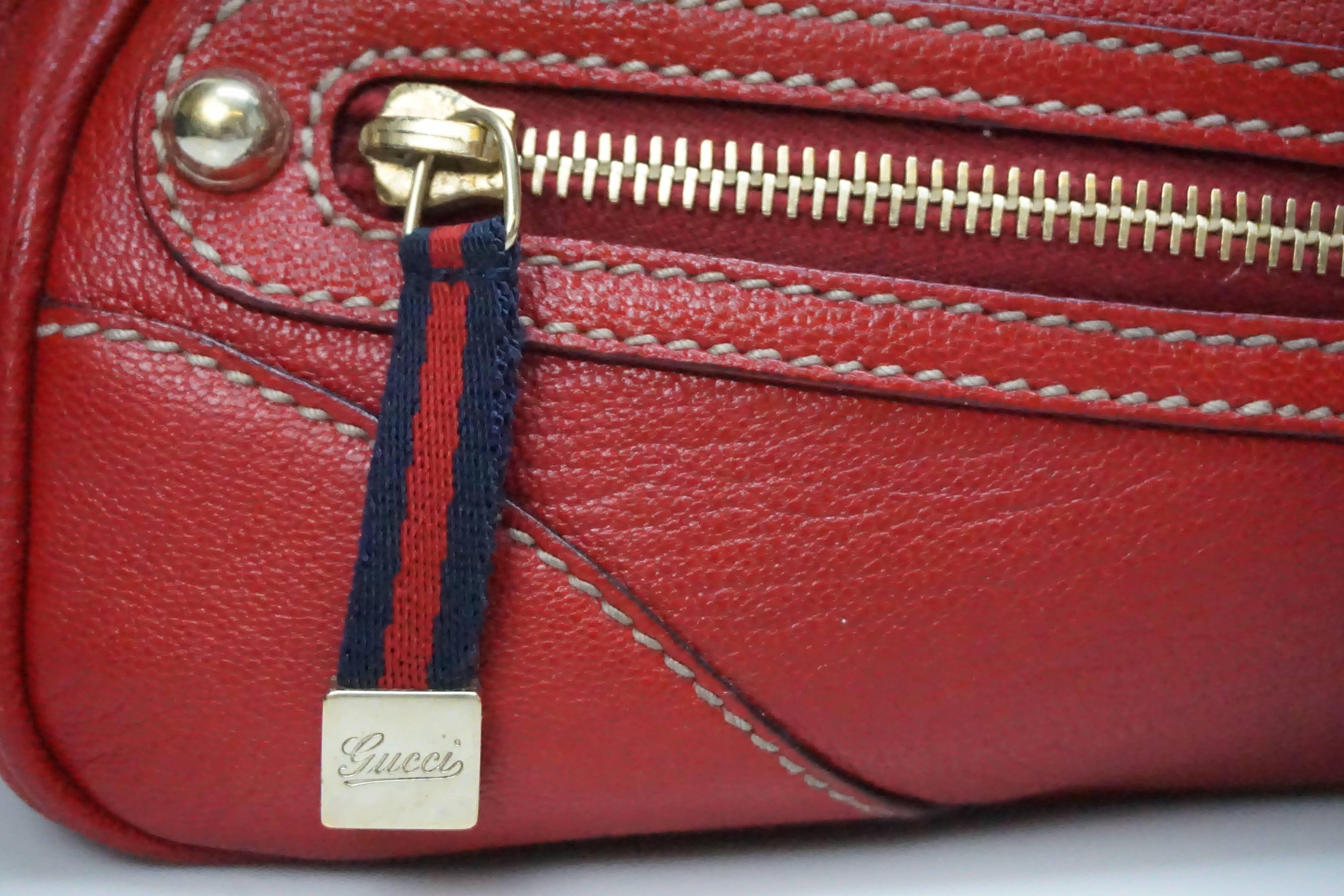 Women's or Men's Gucci Red Leather Capri Boston Shoulder Handbag - GHW