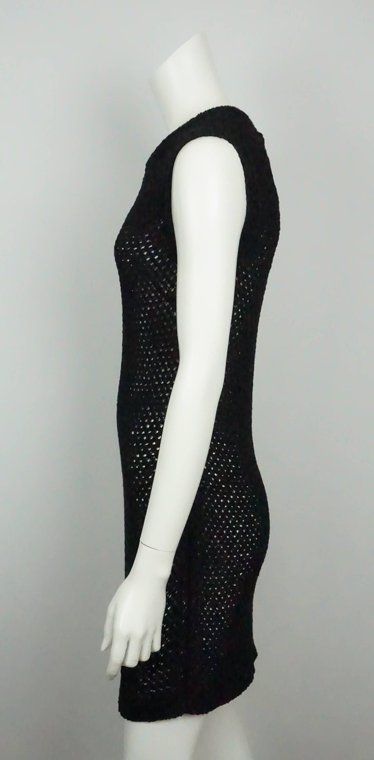 Chanel Black Cotton Crochet Knit Dress at 1stDibs