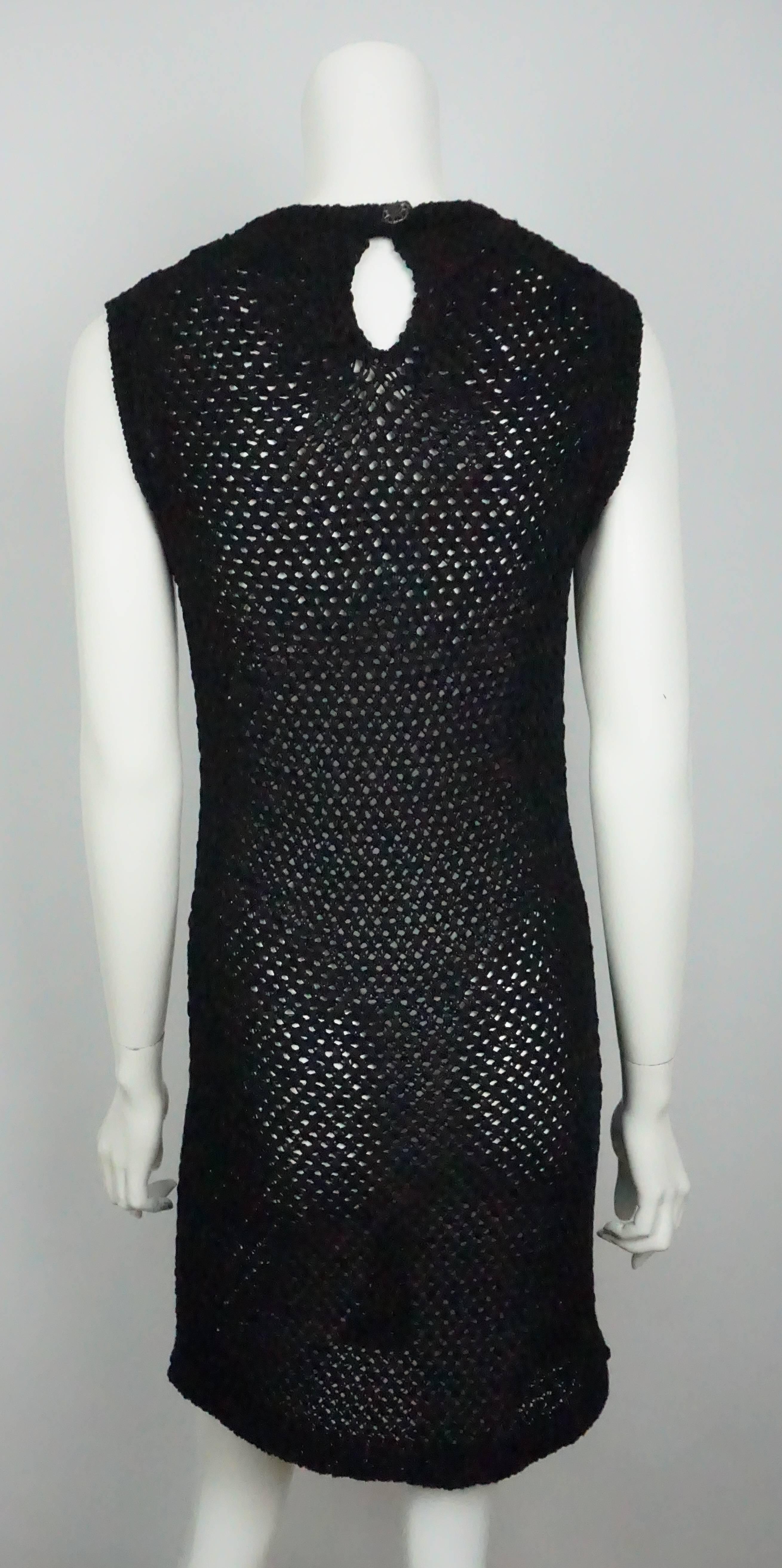 Chanel Black Cotton Crochet Knit Dress  In New Condition In West Palm Beach, FL