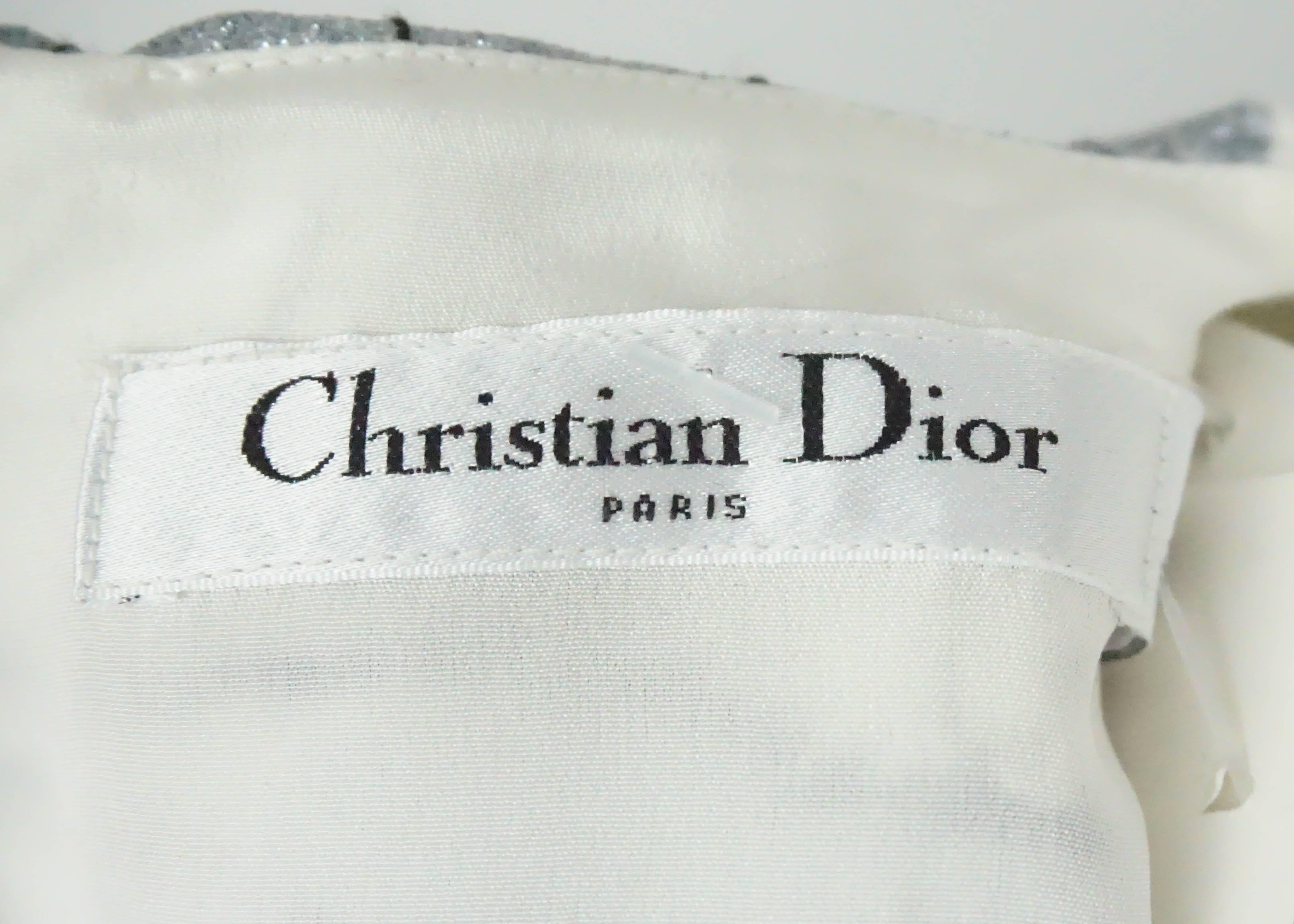 Women's Christian Dior White/Silver/Gold Silk Blend Sleeveless Top - 10