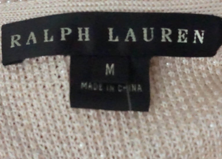 Ralph Lauren Black Label Rose Pearl Knit Short Sleeve Top - Medium For ...