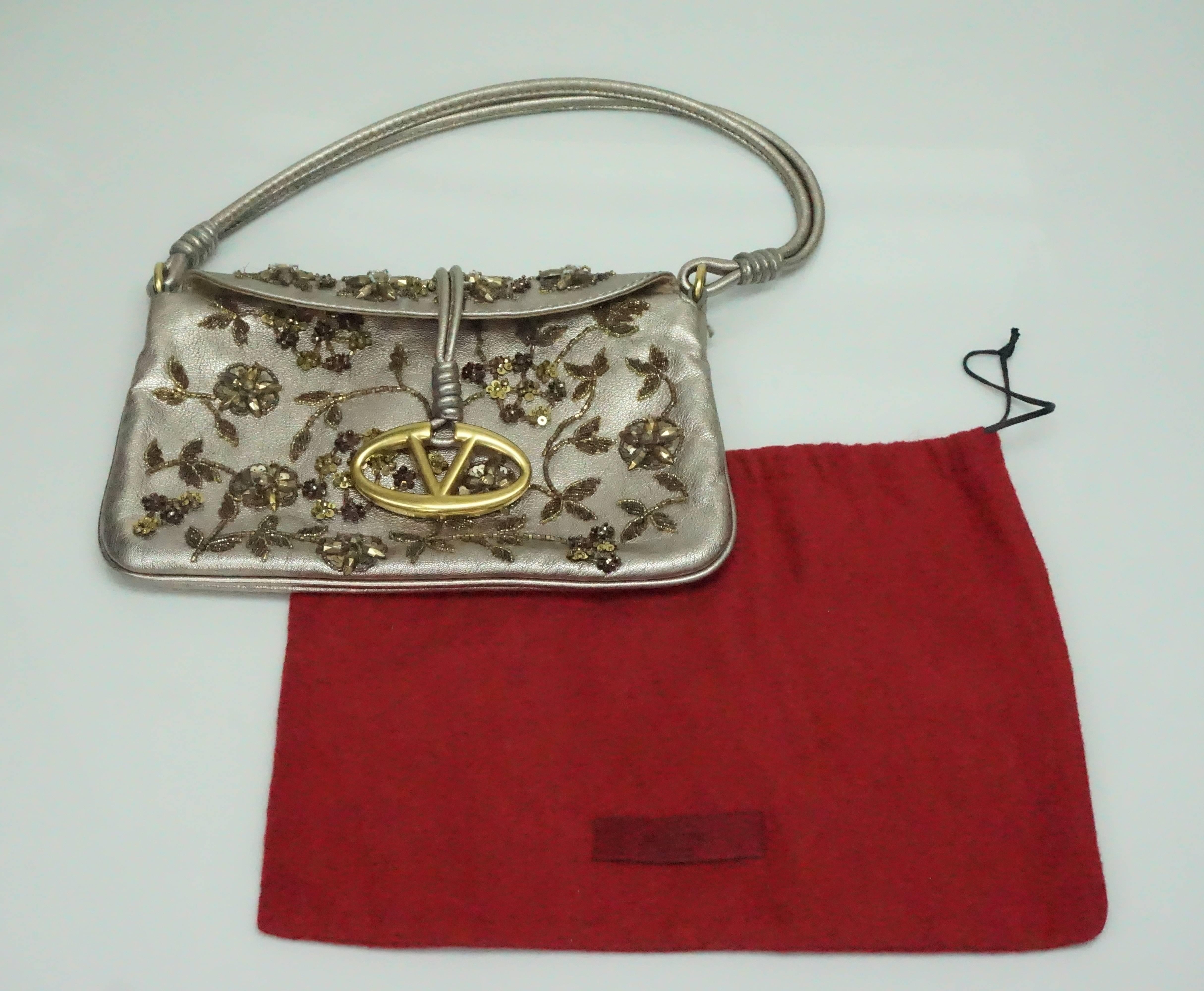 Valentino Beaded Gold and Bronze w/ Floral Embellishments For Sale 2