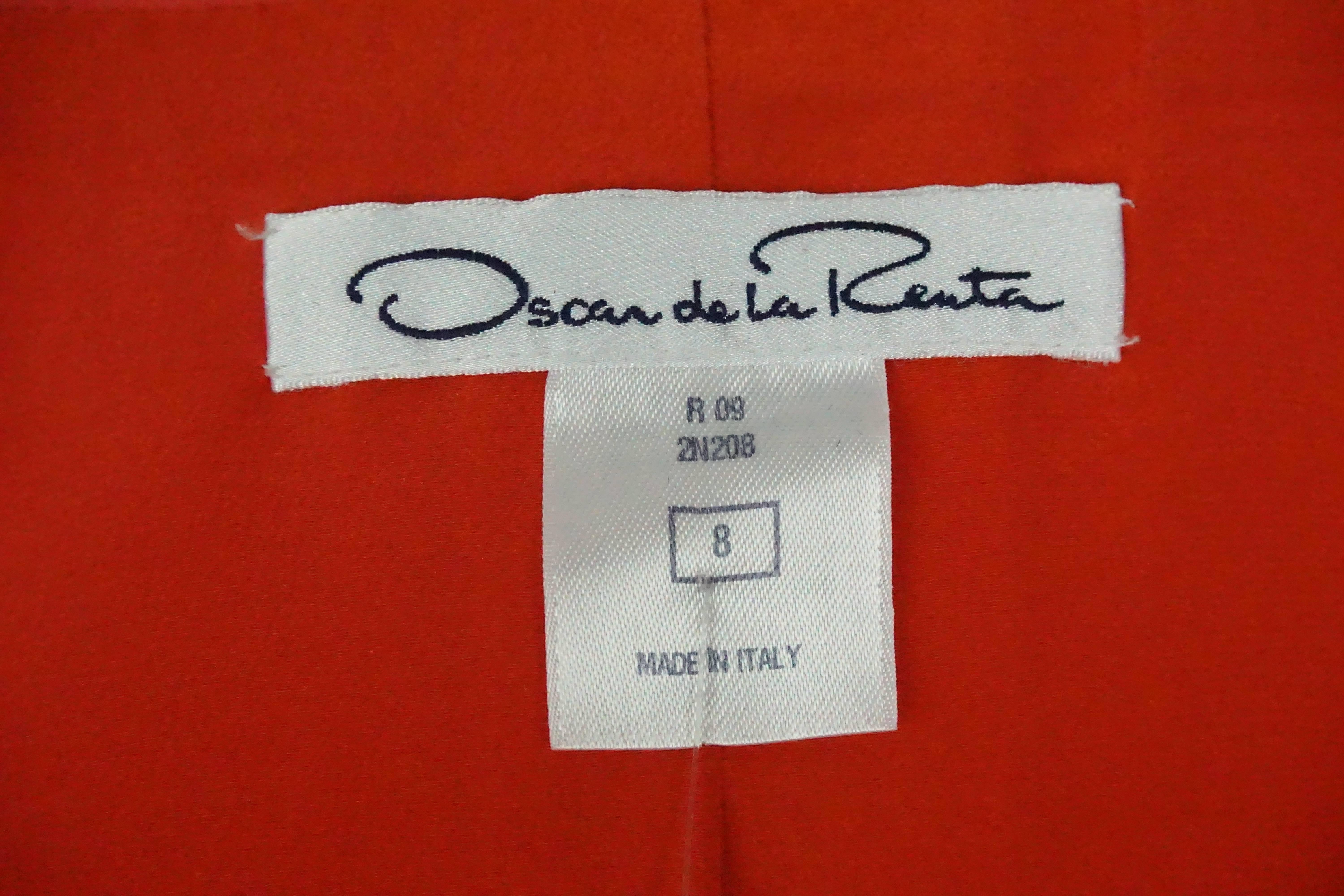 Women's Oscar De La Renta Coral Cotton/Silk Blend S/S Top - 8