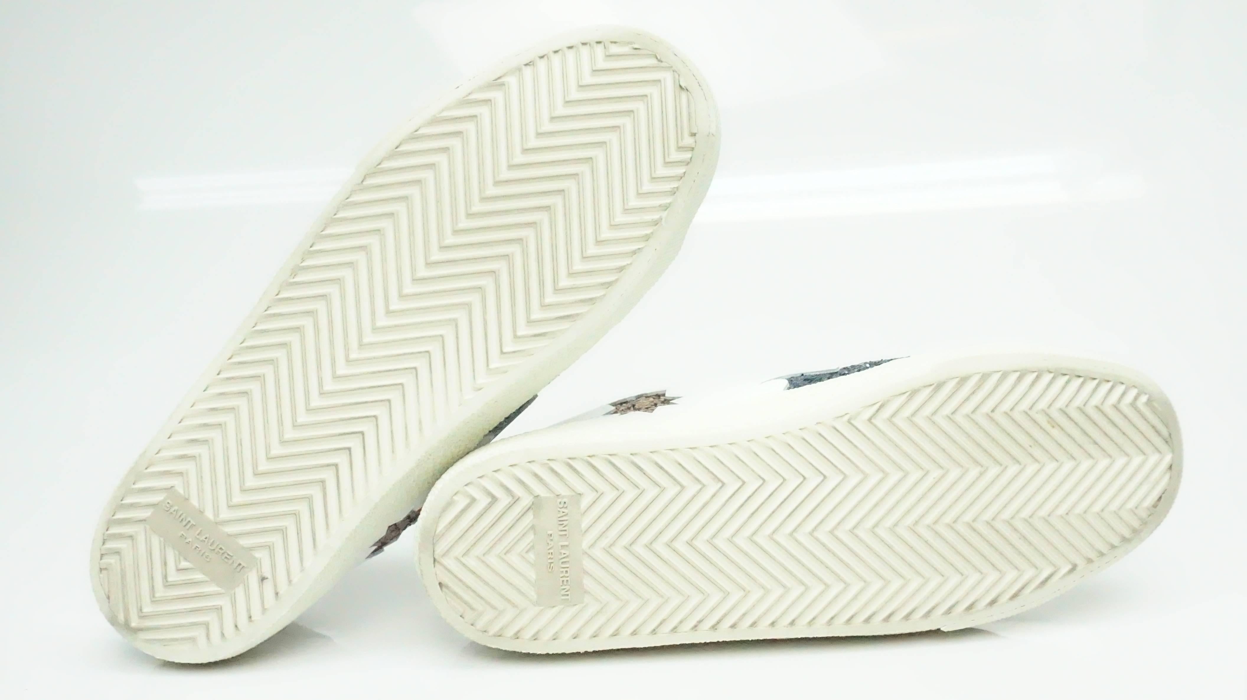 Saint Laurent White Sneaker with Sequin Detail  1