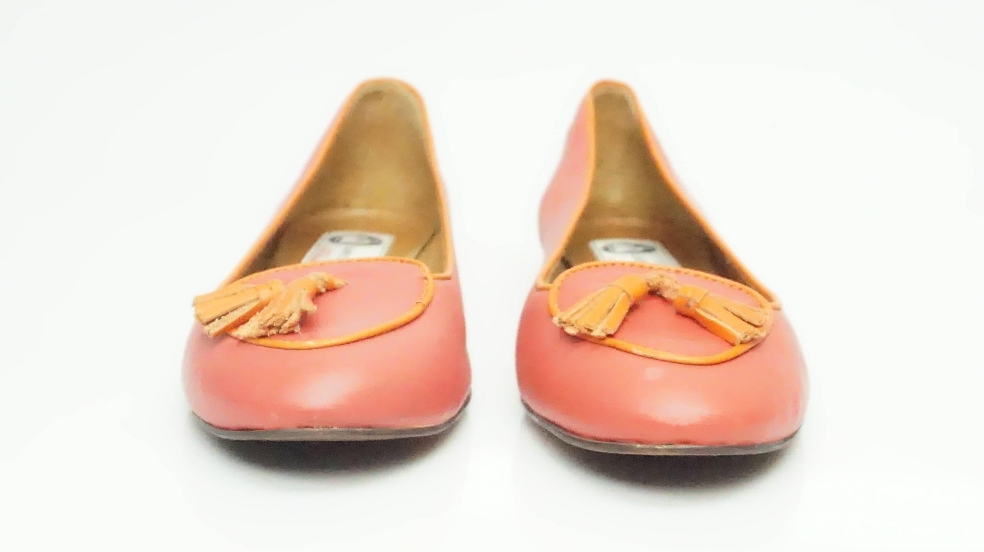 Lanvin Koralle und orangefarbene Loafers mit Quaste - 37,5 (Orange)