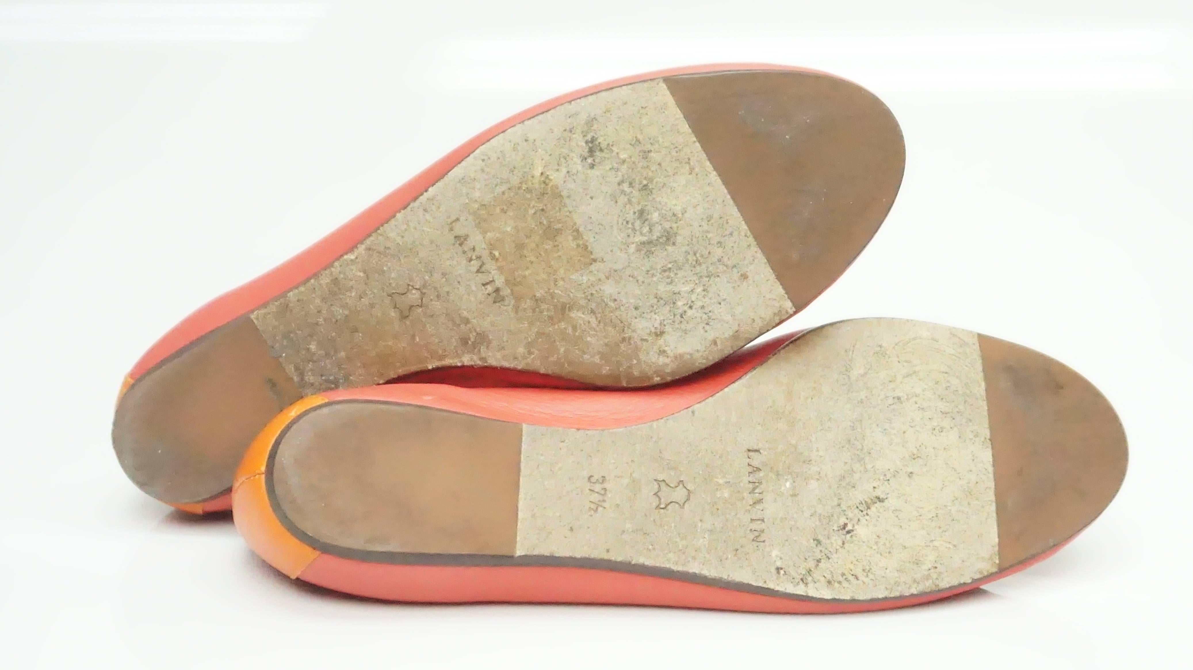 Lanvin Koralle und orangefarbene Loafers mit Quaste - 37,5 Damen