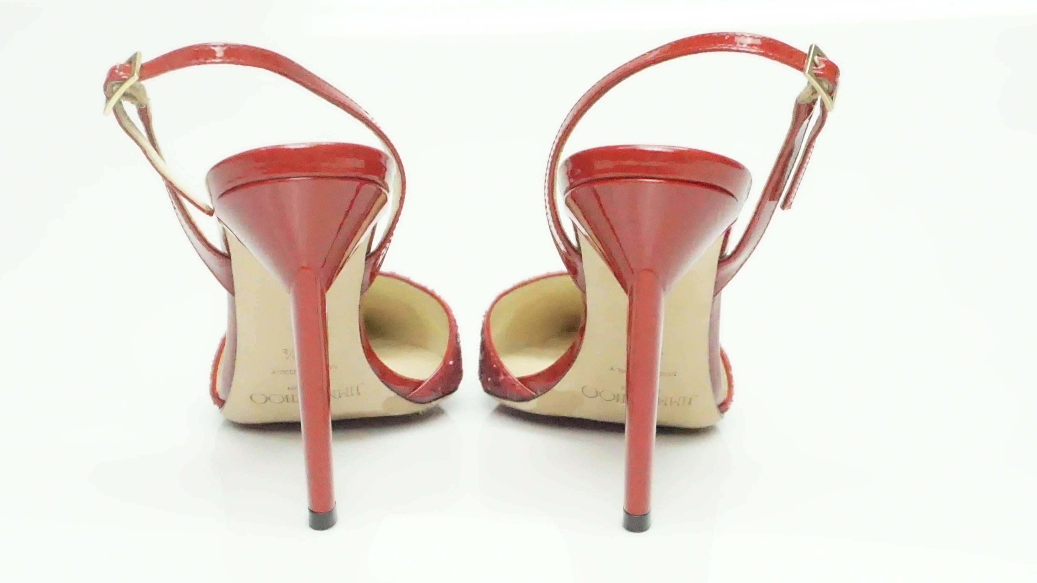 Women's Jimmy Choo Red Slingback w/ Sequin - 36.5