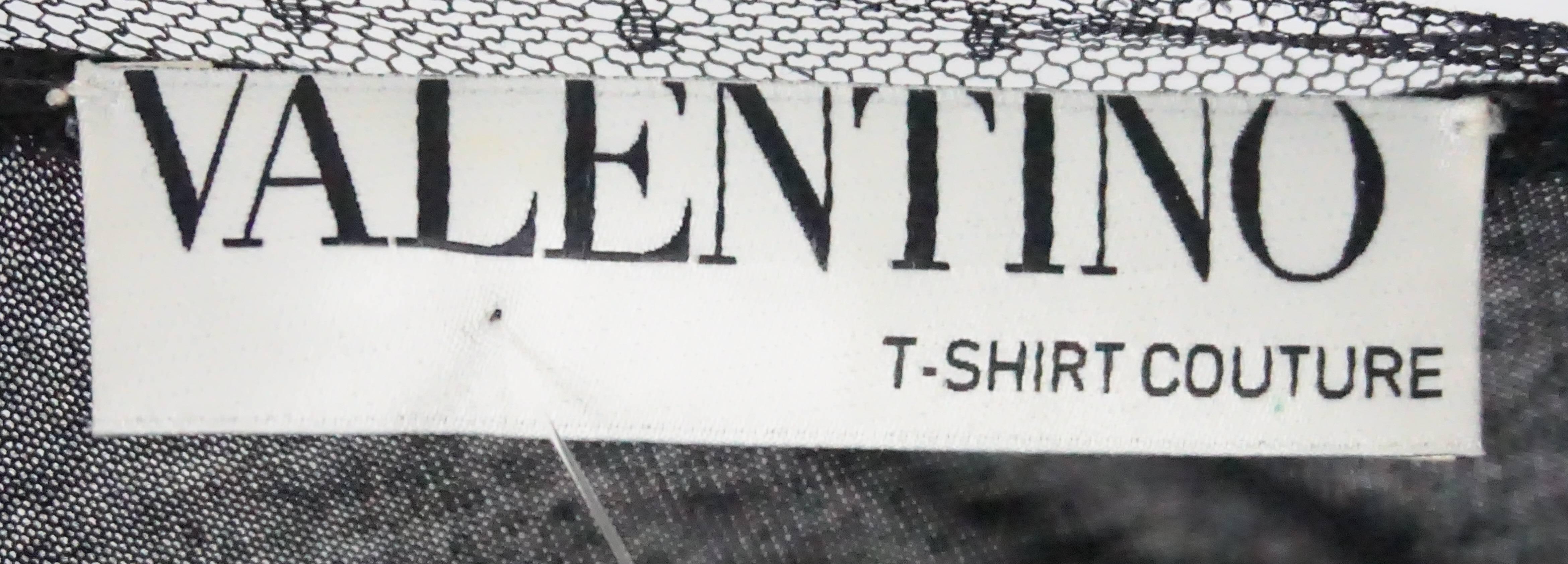 Valentino Black Jersey Sleeveless Top w/ Floral Detail - Medium  1