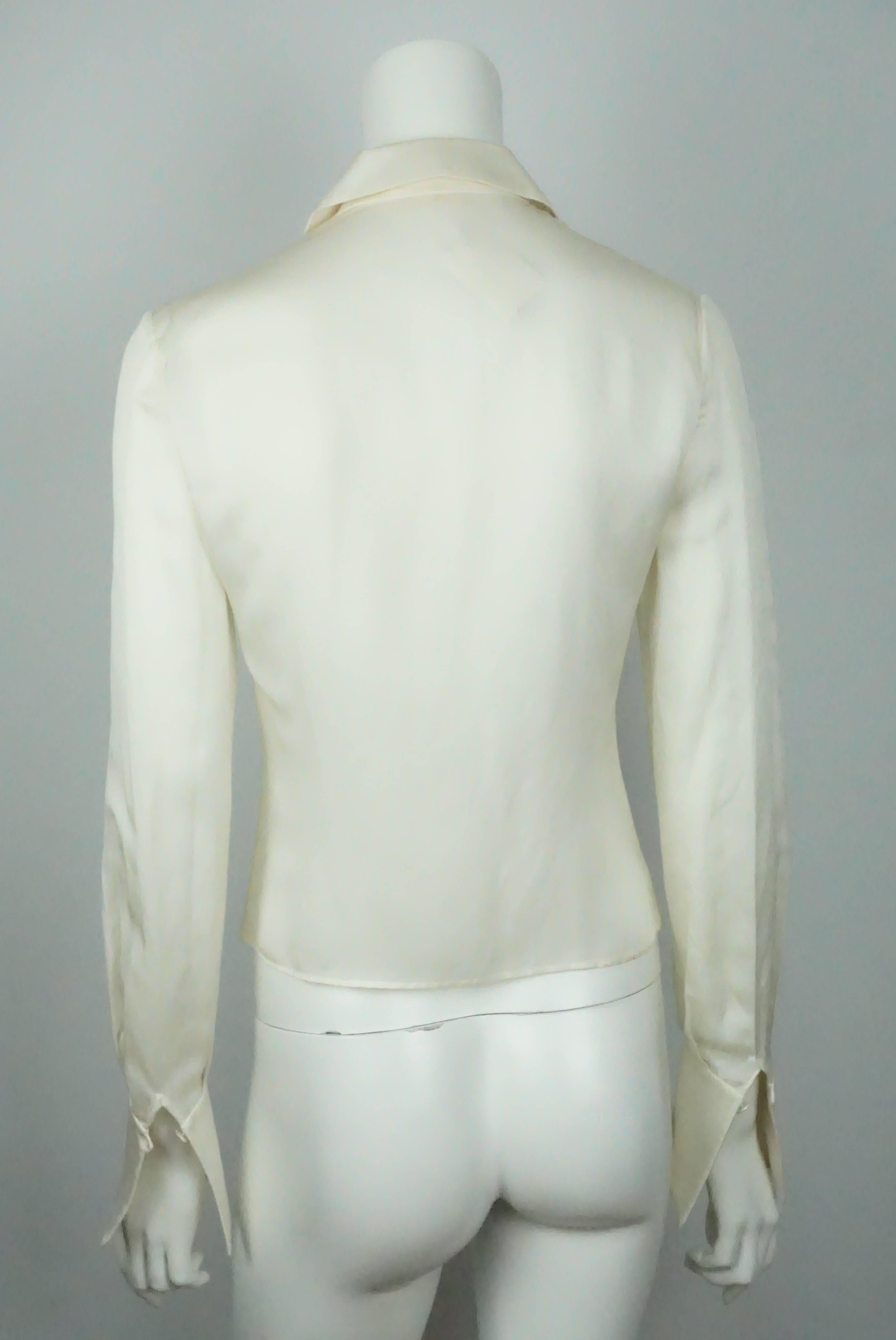 ivory silk blouse long sleeve