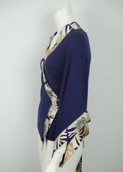 Roberto Cavalli Navy Knit Silk Cashmere Top