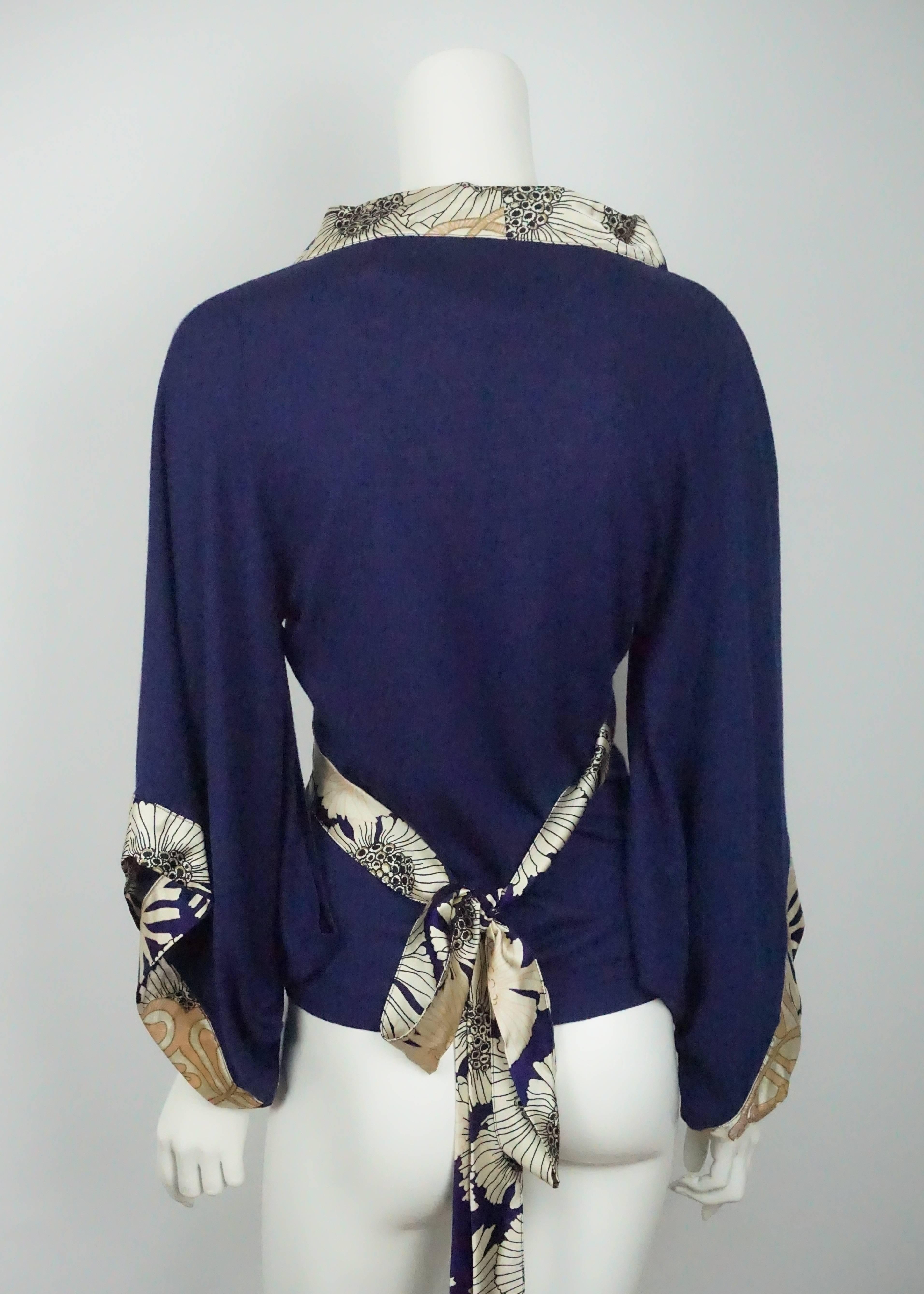Black Roberto Cavalli Navy Knit Silk Cashmere Top 