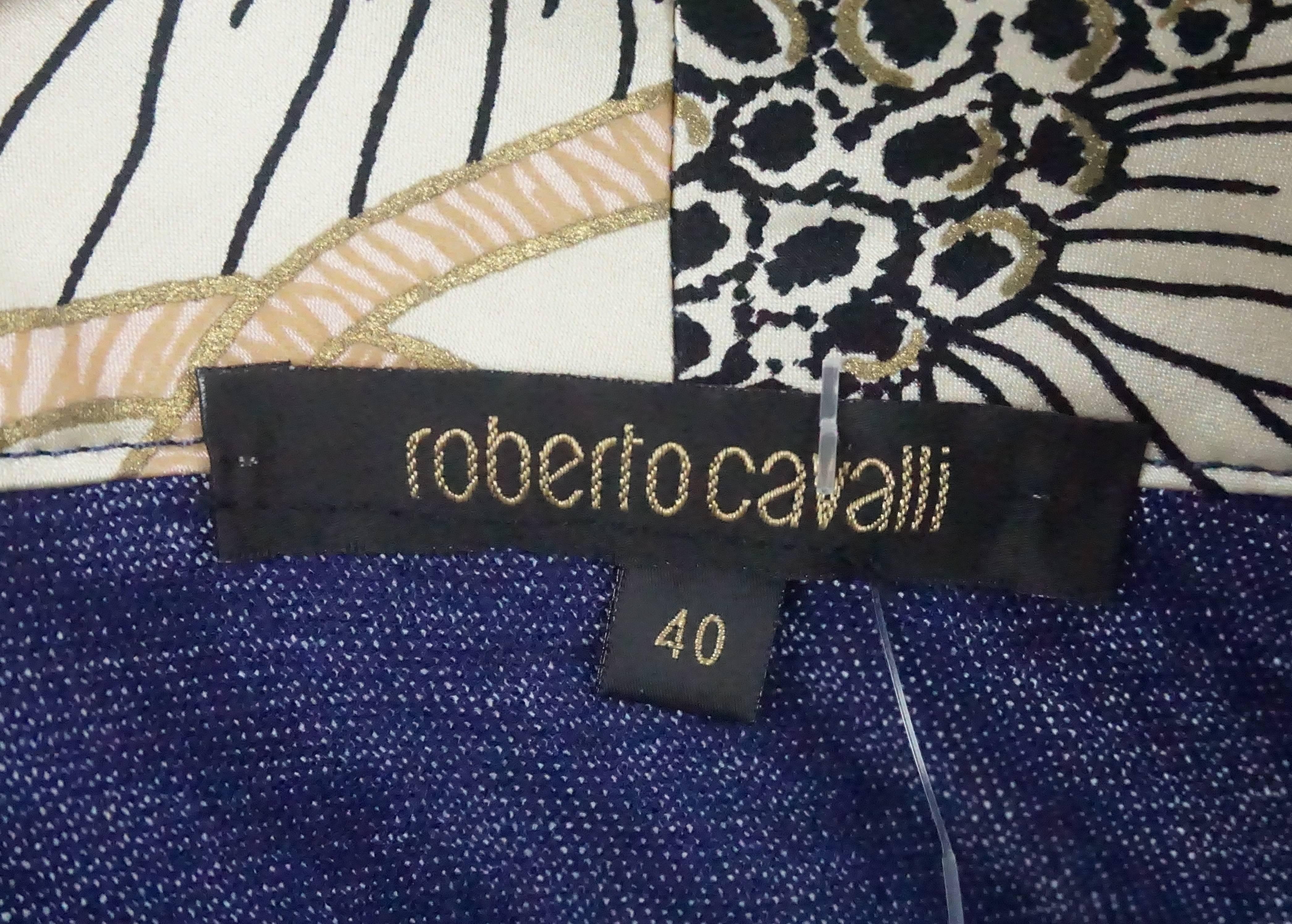 Women's Roberto Cavalli Navy Knit Silk Cashmere Top 