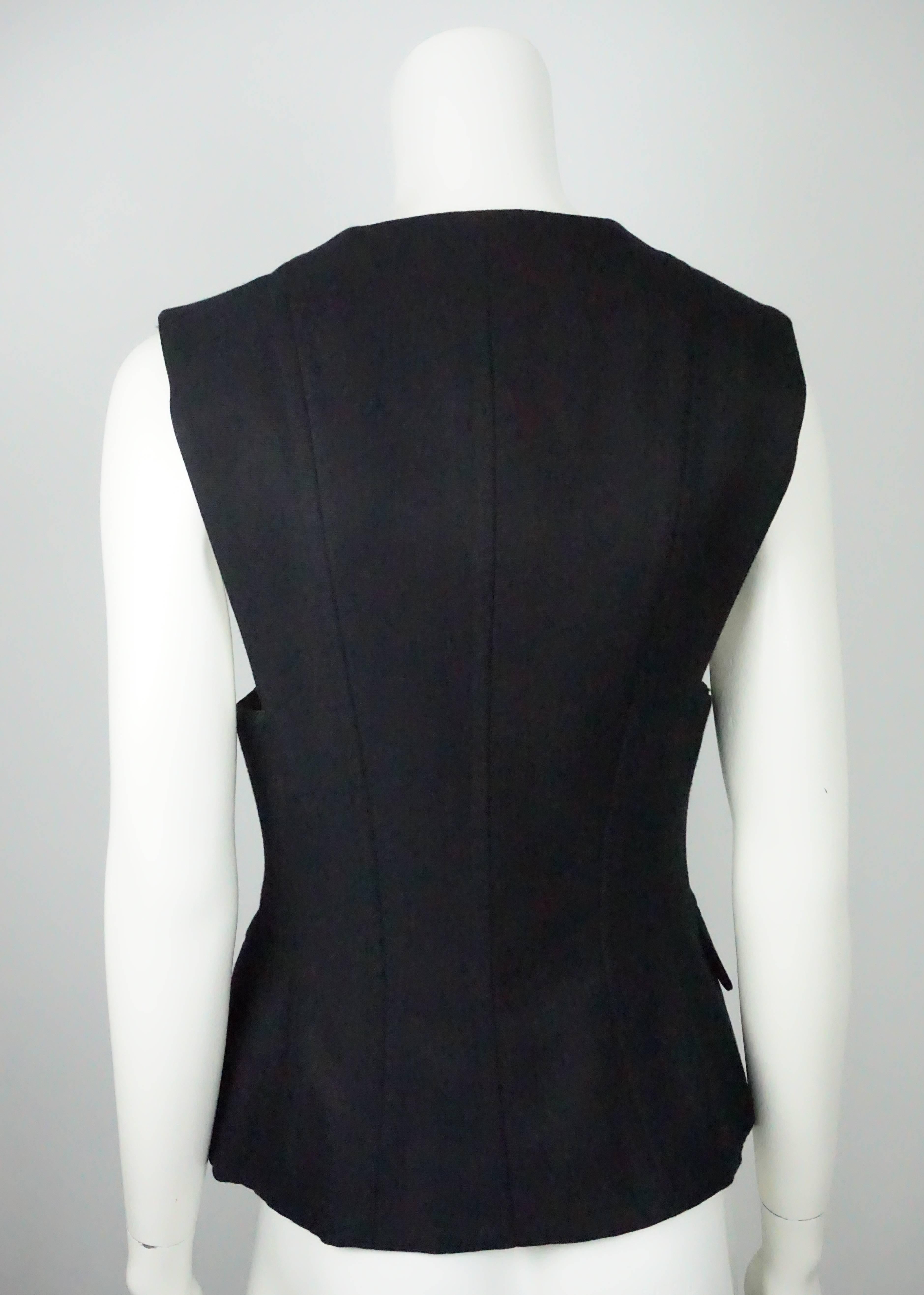 Women's Balmain Black Sleeveless Silk Blended Vest Top - 40