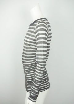 Dolce & Gabbana Charcoal and Silver Striped Long Sleeve Top