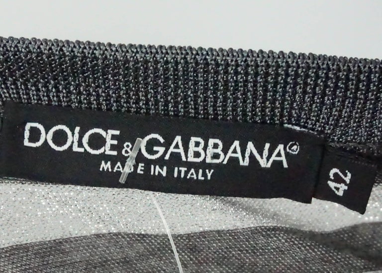 Dolce and Gabbana Charcoal and Silver Striped Long Sleeve Top For Sale ...
