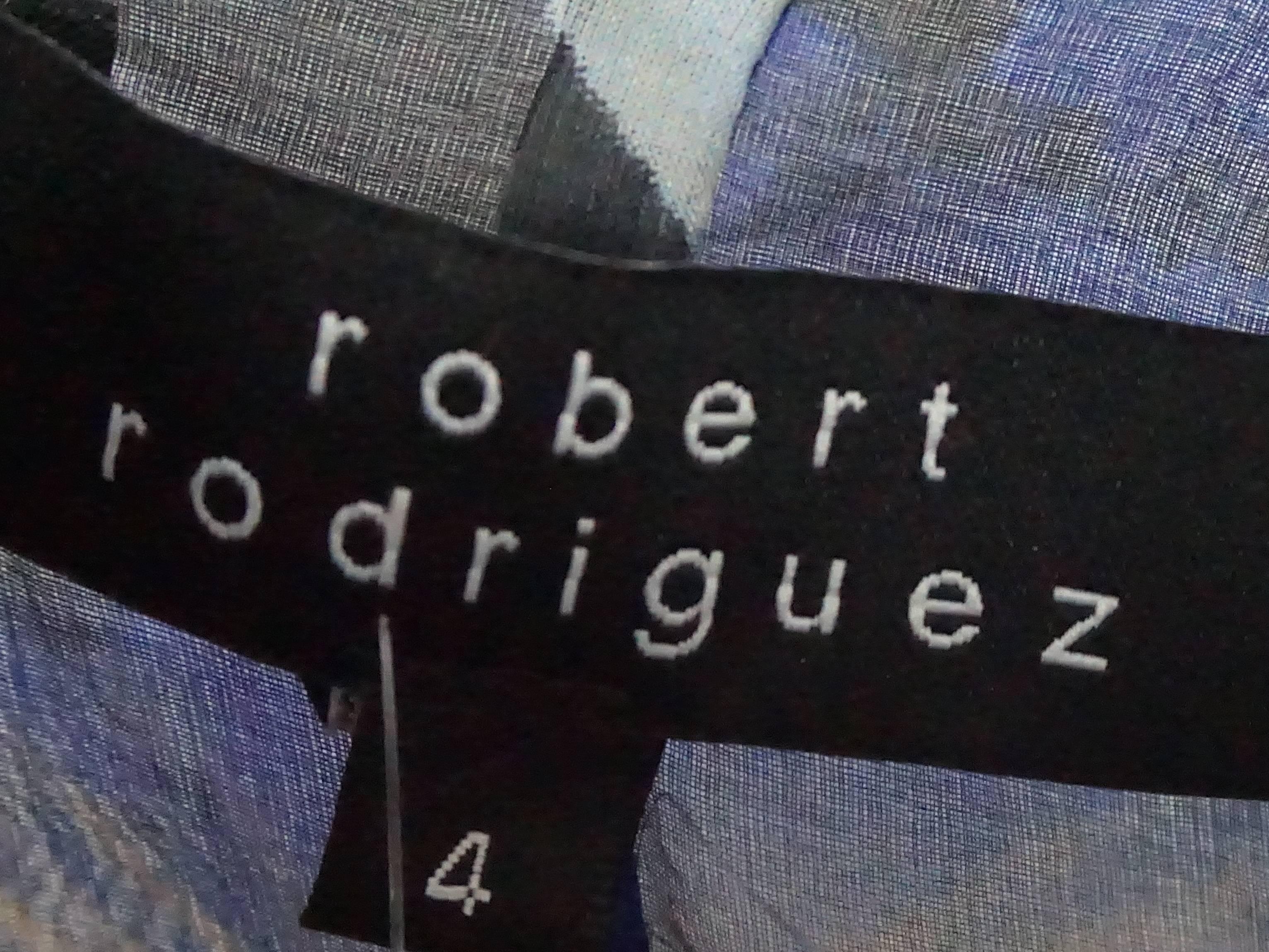 Gray Robert Rodriguez Blue Printed Silk Chiffon Sleeveless Top - 4 For Sale
