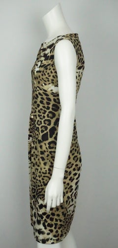 Roberto Cavalli - Robe sans manches en jersey imprimé animal, couleur terre, taille 42