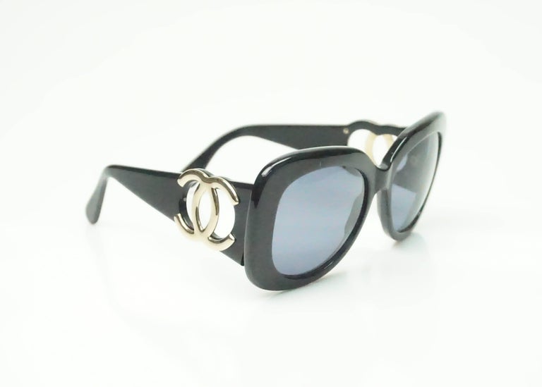 Chanel Black w/ Gold CC Logo Sunglasses at 1stDibs