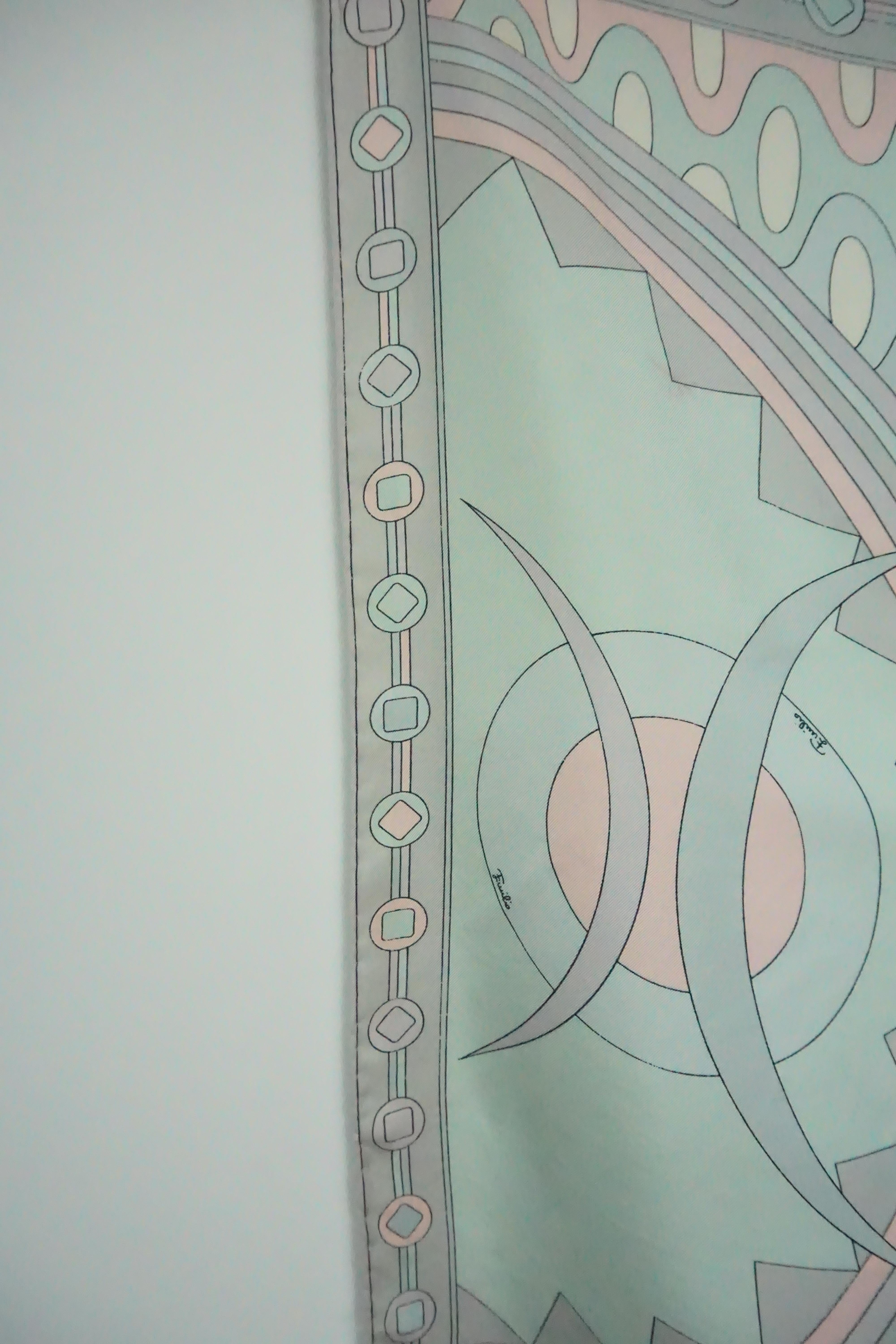 Emilio Pucci VIntage Pastel Print Silk Scarf - Circa 60's In Good Condition In West Palm Beach, FL