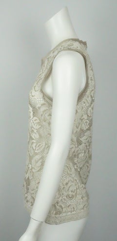 Dolce & Gabbana Taupe Sleeveless Lace Top - Size 42 Circa 2000