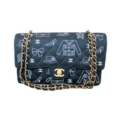 Chanel Limited Edition Midnight Blue Fabric Icon Handbag - cc 2004