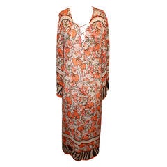 Cavalli Orange Floral & Animal Print Caftan - 46 - rt. $1, 595