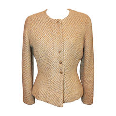Chanel Creme & Gold Stitched Jacket - 42