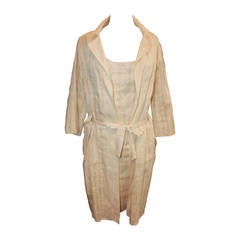 Brioni Creme Silk Organdy Dress & Coat - 42