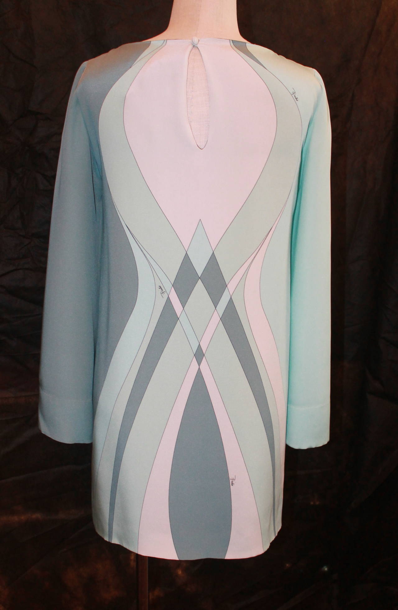 Pucci Silk Mint Green Tunic Dress - 34 In Excellent Condition In West Palm Beach, FL