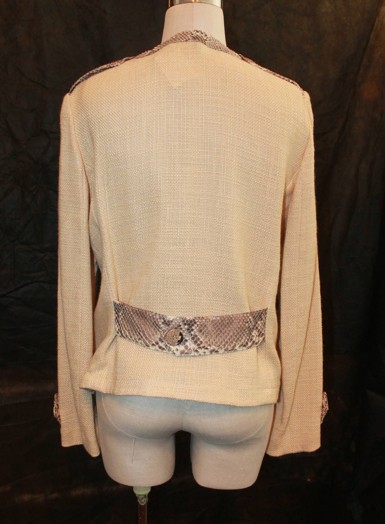 Women's Dolce & Gabbana Tan Linen Jacket with Python Accents