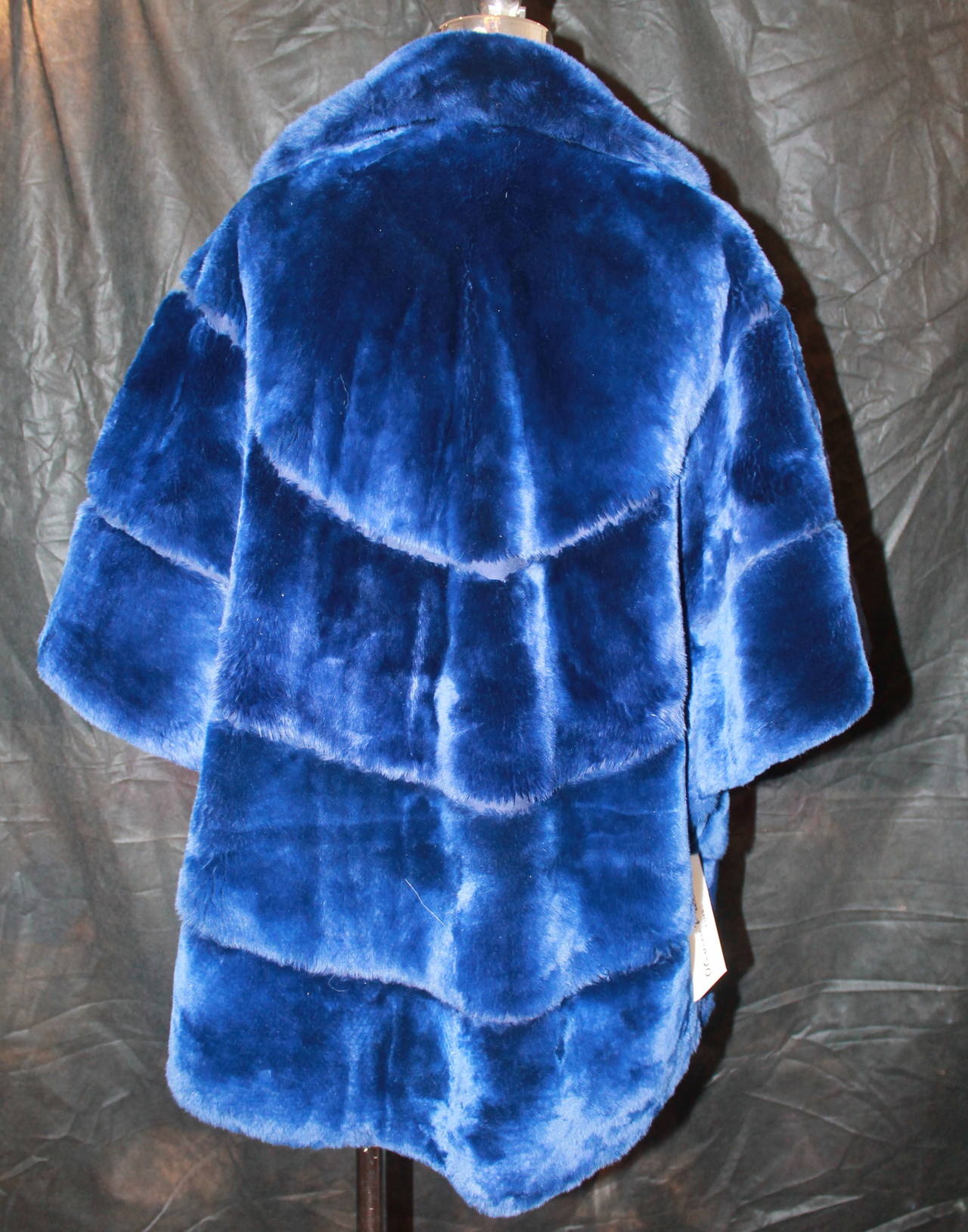 Women's Olivia Preckel Royal Blue Sheared Beaver Swing Coat - M