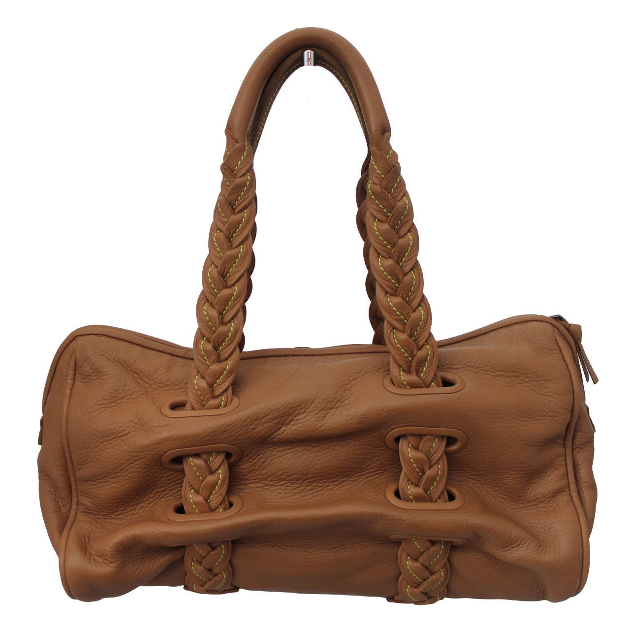 Bottega Veneta Luggage Leather & Yellow Stitching Shoulder Bag - rt. $2680