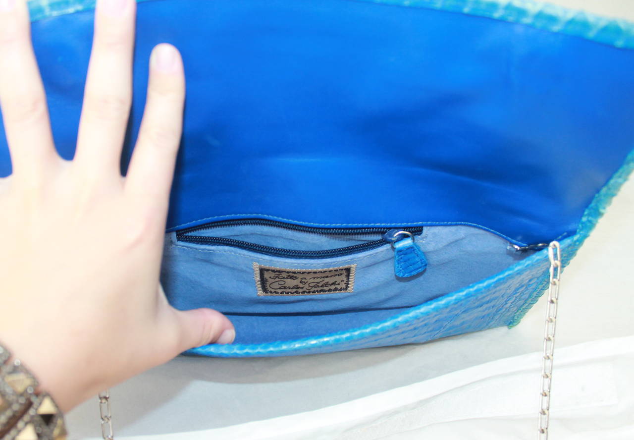 Women's Carlos Falchi Blue Alligator Clutch & Handbag
