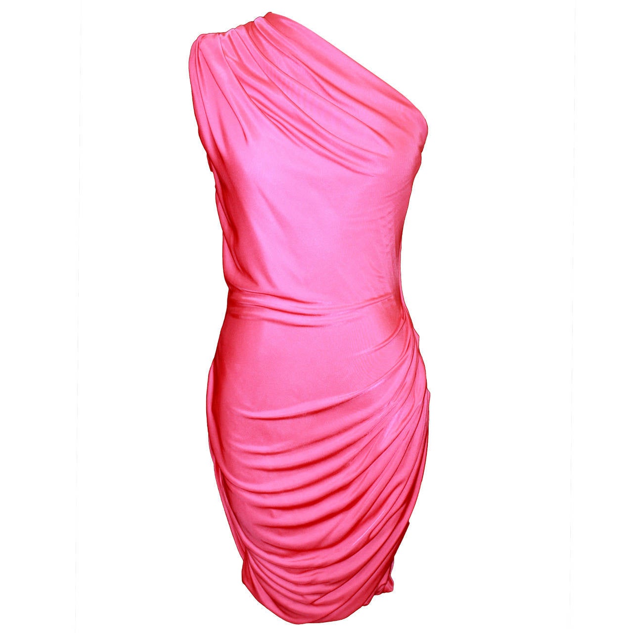 Emilio Pucci Pink One-Shoulder Silk Jersey Dress - 8 For Sale