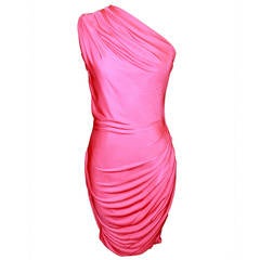Emilio Pucci Pink One-Shoulder Silk Jersey Dress - 8
