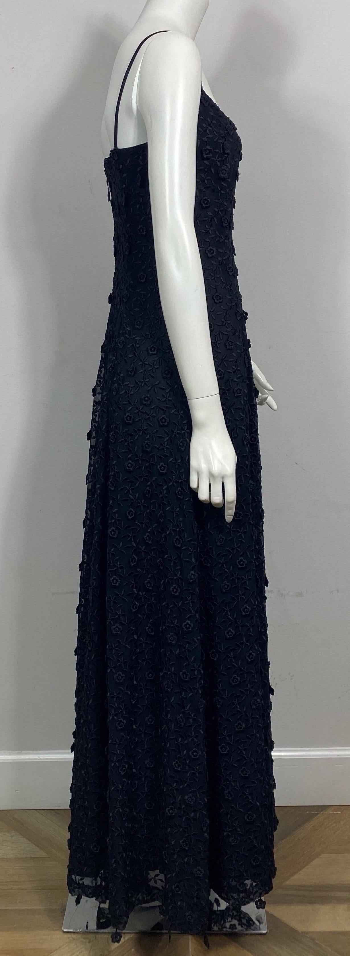 Escada Couture 1990’s Black Embroidered Applique Gown-Size 36 For Sale 2