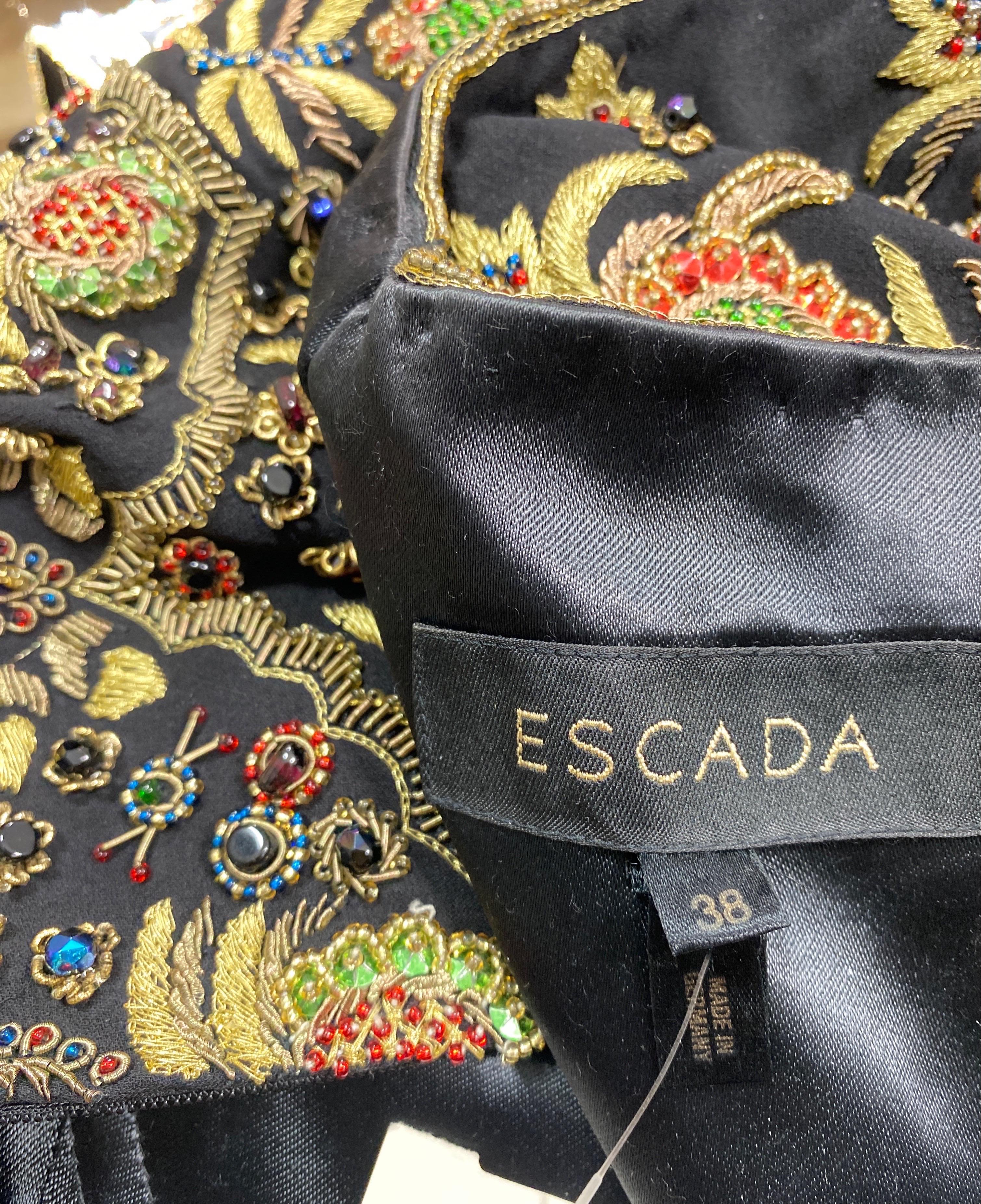 Escada 1990 - Robe en soie et tulle noir avec corsage richement perlé - Taille 38 en vente 9
