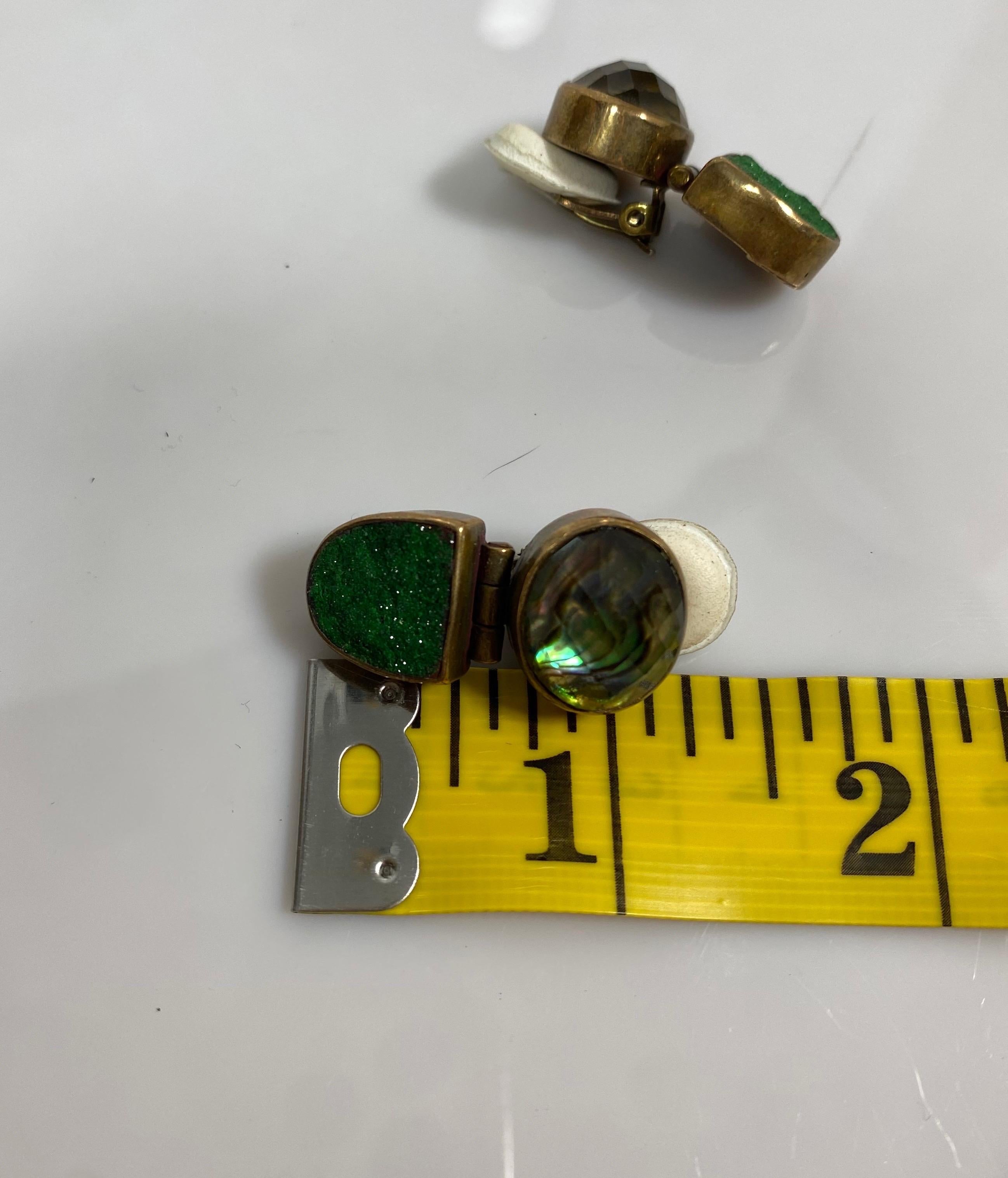 Women's Stephen Dweck Smokey Quartz and Green Garnet  Bronze Earrings For Sale