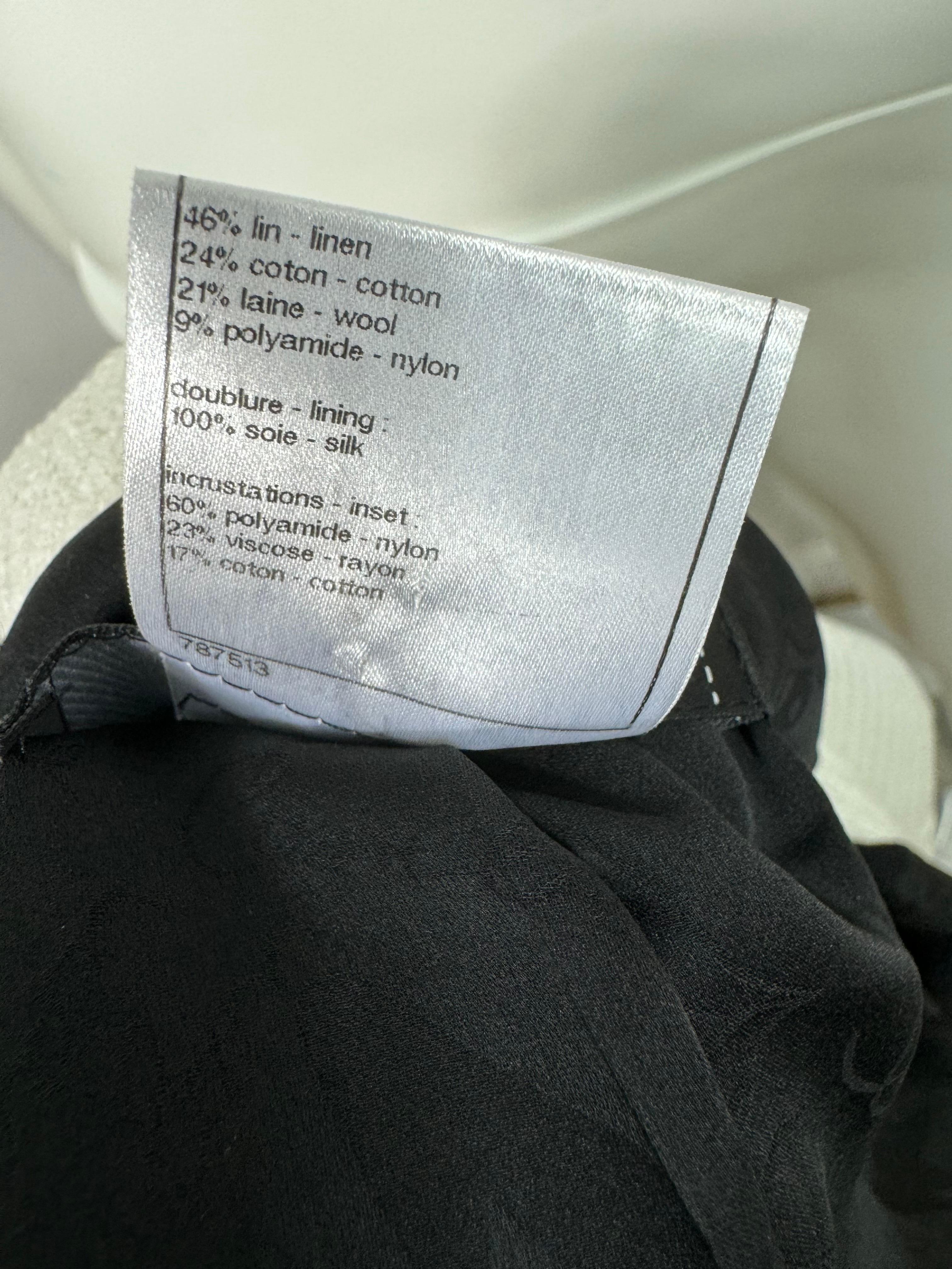 Chanel Runway Spring 2009 Black Linen Blend Jacket w/ White Collar/Cuff - 42 For Sale 12