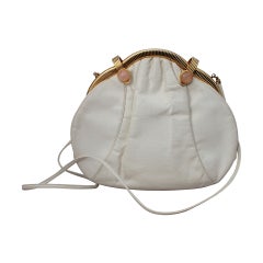 Judith Leiber 1980's White Lizard Evening Bag with Pink Stones