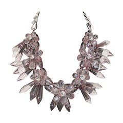 Incredible Lavender Carved Lucite Floral Necklace 12